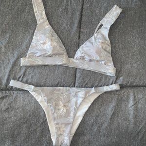 PacSun LA Hearts Grey Floral Strappy Back Bikini